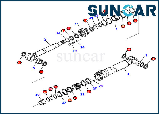 721-98-00400 PC290LC-11 PC290NLC-11 Komatsu মডেল সরঞ্জামের জন্য বুম সিলিন্ডার সিল মেরামত কিট
