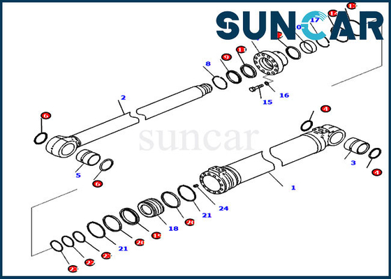 Komatsu 721-98-02320 PC228USLC-11 PC228USLC-11 এর জন্য বুম সিলিন্ডার প্রতিস্থাপন পরিষেবা কিট
