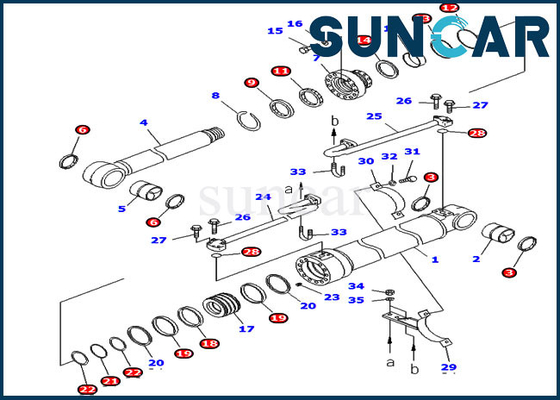 KomatsuExcavator ওভারসিজ সংস্করণের জন্য 707-99-46140 7079946140 PC228USLC-3 বুম সিলিন্ডার সিল কিট