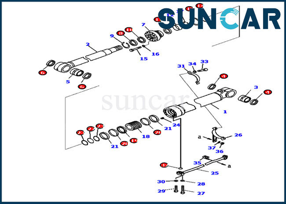 কোমাটসু সিল কিট 707-99-46470 PC228US-8 PC228USLC-8 এক্সকাভেটরের জন্য বুম হাইড্রোলিক সিলিন্ডার মেরামত কিট