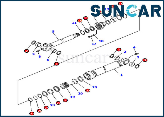 কোমাটসু ইনার পার্টস 707-99-59040 PC290LC/NLC-8 হাই রিচ আর্ম এর জন্য বালতি সিলিন্ডার সিল কিট