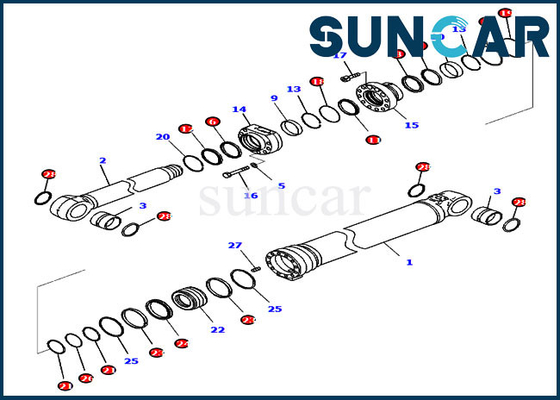 বুম সিল কিট 7219804320 721-98-04320 সিলিন্ডার পরিষেবা কিট ফিট কোমাটসু PC290LCI-11 মডেল সরঞ্জাম