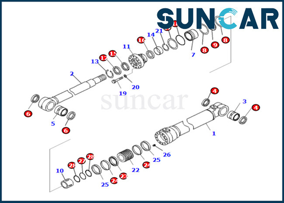 707-99-50580 7079950580 বুম সিলিন্ডার মেরামত কিট Komatsu ফিট PC240LC-10 PC240LL-10 PC240NLC-11