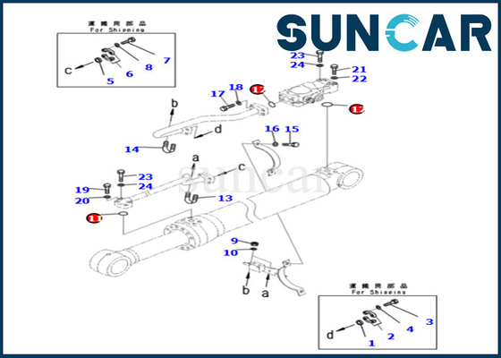 721-98-00290 7219800290 Komatsu বুম সিলিন্ডার সার্ভিস কিট PC240LC-11 PC240NLC-11 PC240LC-11E0 PC240NLC-11E0 এর জন্য