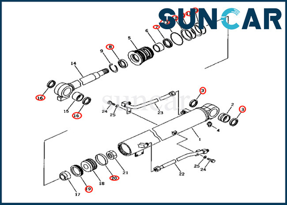 PC25R-1 PC28UD-2 PC28UG-2 7079924201 707-99-24201 উচ্চ-মানের বুম সিলিন্ডার প্রতিস্থাপন কিট কোমাতসু