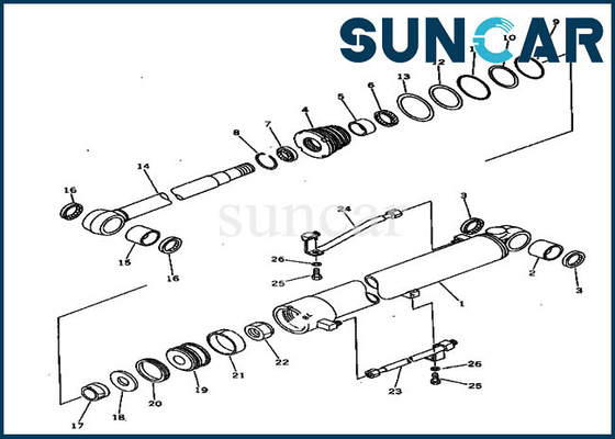 মেরামত সিল কিট হাইড্রোলিক সিলিন্ডার 20S-63-56500 Komatsu PC30-5 Excavator Boom Service Kit
