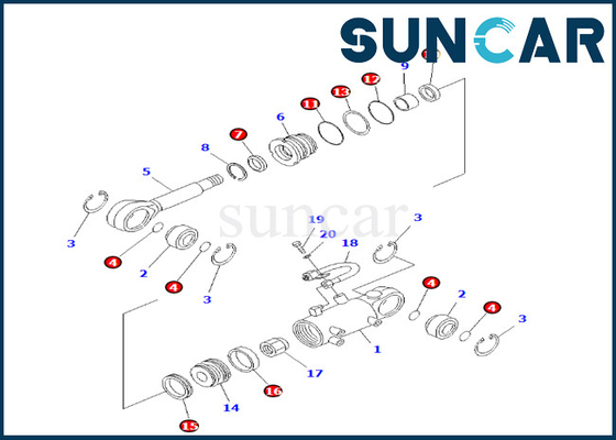 Komatsu 707-98-24610 7079824610 ব্লেড লিফট সিলিন্ডার সিল কিট PC25-1 PC25R-1 PC30R-7 ফিট করে