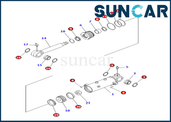 707-98-24930 7079824930 Komatsu 8-24930 Komatsu PC30MR-3 PC27MR-3 PC27MR-2 এর জন্য ব্লেড লিফট সিলিন্ডার সিল কিট