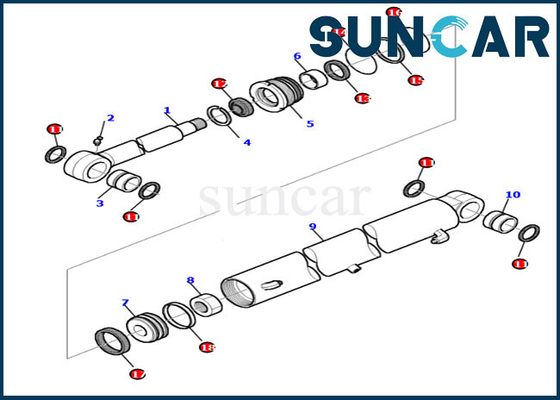 Komatsu 878000204 বুম সুইং সিল মেরামত কিট PC30-7 PC35R-8 হাইড্রোলিক সিলিন্ডার পরিষেবা কিট