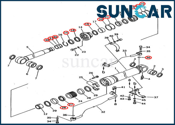 707-99-58210 PC300-5 PC300LC-5 ওভারসিজ সংস্করণ কোমাটসু এক্সকাভেটরের জন্য বুম সিলিন্ডার পরিষেবা সিল কিট