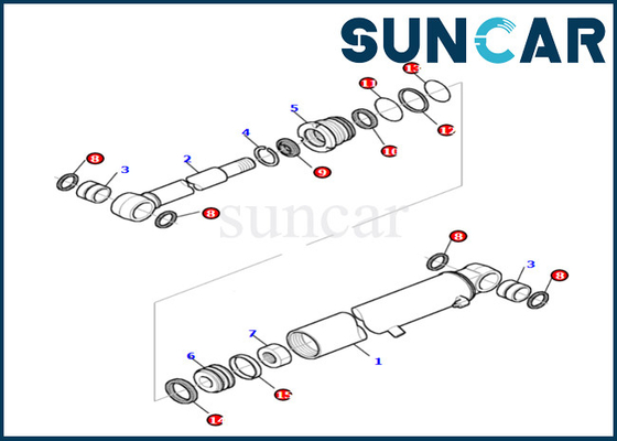 PC27R-8 Komatsu 878000522 আর্ম সিলিন্ডার সার্ভিস কিটের জন্য উচ্চ-মানের আর্ম সিলিন্ডার মেরামত সিল কিট