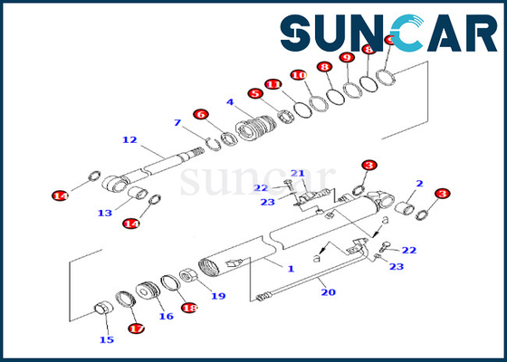 Komatsu 707-98-24170 7079824170 বুম সিলিন্ডার সিল মেরামতের কিট BR200T-1 BR200T-1 BR200T-1A ফিট করে