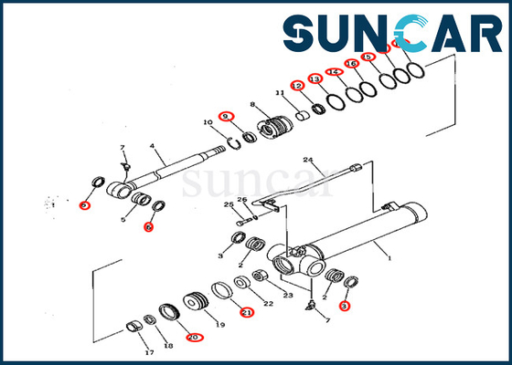 7079822080 707-98-22080 আর্ম সিলিন্ডার মেরামত সিল কিট Komatsu ফিট PC28UD-2 PC28UG-2 PC28UU-2