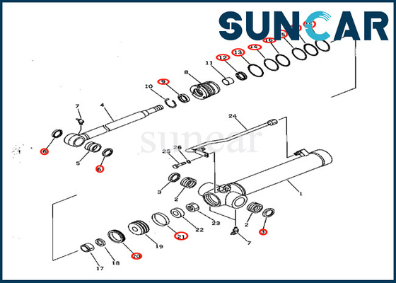 Komatsu 707-98-22170 7079822170 PC28UD-2 PC28UG-2 PC28UU-2 আর্ম সিলিন্ডার পরিষেবা কিটের জন্য