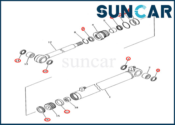 স্লাইড আর্ম সিলিন্ডার সিল কিট 707-98-04610 7079804610 Komatsu ফিট PC27R-8 PC28UD-2 PC28UG-2