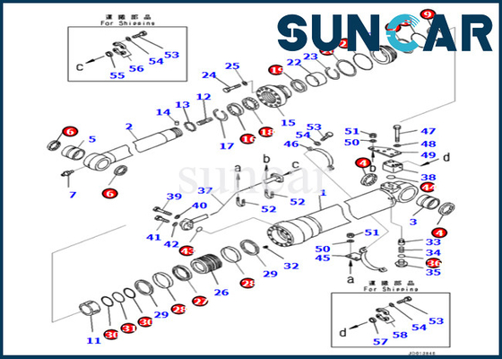 PC290LC-10 PC290NLC-10 এর জন্য 7079959680 707-99-59680 Komatsu আর্ম সিলিন্ডার মেরামত সিল কিট