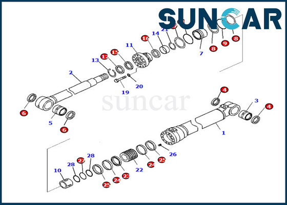 বুম সিলিন্ডার প্রতিস্থাপন কিট 721-98-00390 7219800390 Komatsu ফিট PC290LC-10 PC290NLC-10