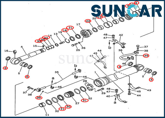 এক্সকাভেটর সিল কিট 207-63-02120 বিদেশী সংস্করণ PC300-5 PC300LC-5 Komatsu এর জন্য আর্ম সিলিন্ডার মেরামত কিট