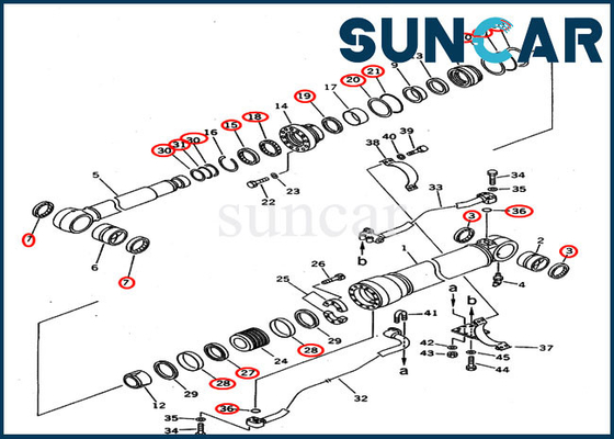 বুম সিল কিট 207-63-02100 হাইড্রোলিক সিলিন্ডার 2076302100 KOMATSU PC300-5 PC300LC-5 এক্সকাভেটরের জন্য