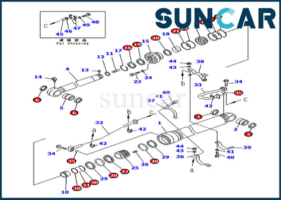 707-99-67280 আর্ম অয়েল সিল কিট PC300-6 PC300-6Z Komatsu এক্সকাভেটর সার্ভিস কিটের জন্য হাইড্রোলিক সিলিন্ডার