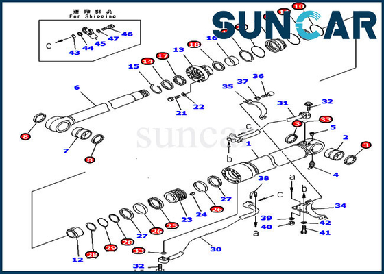 বুম সিল মেরামত কিট 707-99-58360 7079958360 PC300LC-6 PC300LC-6 Komatsu সিলিন্ডার সিলিং কিট