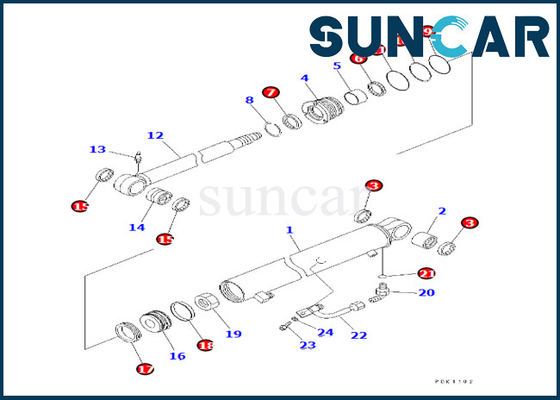 7079823810 707-98-23810 Komatsu আর্ম সিলিন্ডার মেরামত সিল কিট PC35MR-1 PC35MRX-1A ফিট করে