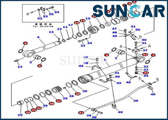 Komatsu PC300LC-7 PC350LC-7 মডেলের জন্য খননকারী পরিষেবা কিট 707-99-72300 হাইড্রোলিক সিলিন্ডার সিল কিট