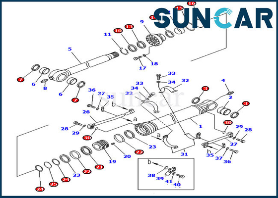 707-99-58095 7079958095 Komatsu PC300-7 ভারী যন্ত্রপাতি পরিষেবা যন্ত্রাংশের জন্য বালতি সিলিন্ডার সিল কিট