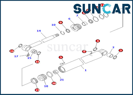 Komatsu 7079829630 707-98-29630 PC35MR-3 PC35MR-2 এর জন্য বুম সুইং সিলিন্ডার সিল মেরামত কিট