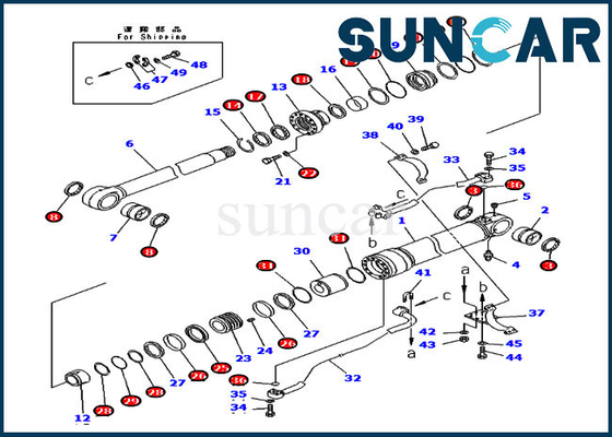 707-99-58440 এক্সক্যাভেটর বুম সিল কিট হাইড্রোলিক সিলিন্ডার ফিট PC300-7 Komatsu রিপ্লেসমেন্ট সিলিং কিট