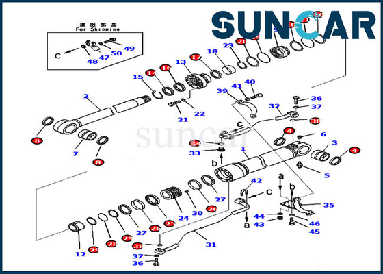 PC350-8 PC300-8 707-99-58081 Komatsu সীল মেরামত কিট বুম হাইড্রোলিক সিলিন্ডার তেল সীল কিট