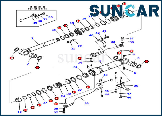 KOMATSU PC350-8 PC300-8 PC300LC-8 এর জন্য 707-99-58031 7079958031 বুম সার্ভিস কিট সিলিন্ডার সিল কিট