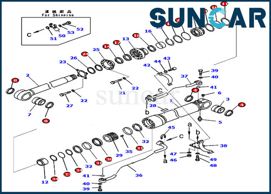 PC300-8 Komatsu 707-99-59362 বুম সিলিন্ডার মেরামত কিট 7079959362 হাইড্রোলিক প্রতিস্থাপন তেল সিল কিট