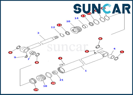 Komatsu 707-98-29670 7079829670 PC35MR-3 তেল এবং পরিধান প্রতিরোধী জন্য বুম সুইং সিলিন্ডার সিল কিট