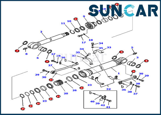 PC300-8 Komatsu এর জন্য 707-99-59630 বালতি সিলিন্ডার সিল কিট পরিধান প্রতিরোধক খননকারী পরিষেবা কিট