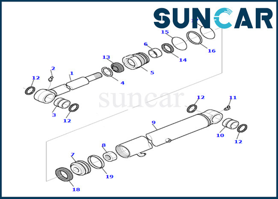 বালতি সিলিন্ডার সীল কিট 878000538 কিট PC35R-8 Komatsu পরিধান এবং তেল প্রতিরোধী বালতি সিলিন্ডার পরিষেবা কিট
