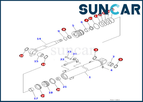 707-98-24280 7079824280 বুম সিলিন্ডার সিলিং কিট ফিট PC35R-8 Komatsu বুম সিলিন্ডার মেরামত কিট