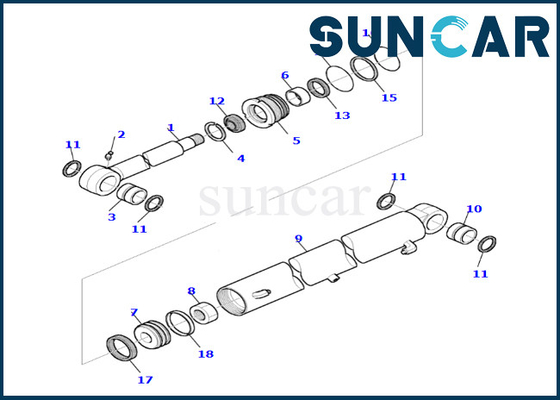 878000657 বুম সুইং সিলিন্ডার সিল কিট Komatsu ফিট PC35R-8 বুম সুইং সিলিন্ডার সীল মেরামত কিট