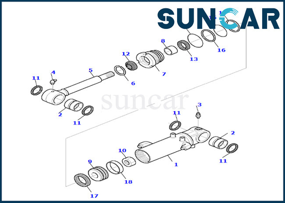 ব্লেড সিলিন্ডার সিল কিট 878000658 ফিট PC35R-8 Komatsu ব্লেড সিলিন্ডার মেরামত সীল কিট