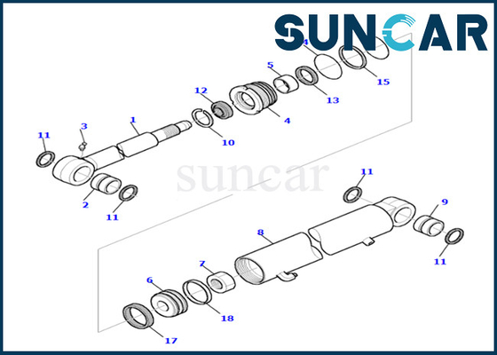 আর্ম সিলিন্ডার সিল কিট কোমাটসু 878000655 ফিট PC35R-8 পরিধান-প্রতিরোধী আর্ম সিলিন্ডার সিলিং কিট