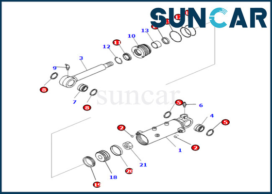 ব্লেড সিলিন্ডার সিল কিট 707-98-30550 7079830550 PC35MR-3 Komatsu ব্লেড সিলিন্ডার সার্ভিস কিটের জন্য