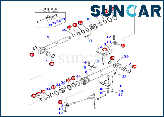 Komatsu 721-98-01970 7219801970 PC360LCI-11 PC390LCI-11 এর জন্য বুম সিলিন্ডার সিলিং কিট