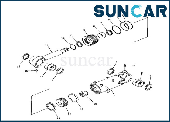 ব্লেড সিলিন্ডার সীল কিট 21X-63-02050 21X6302050 PC38UU-1 Komatsu ব্লেড সিলিন্ডার মেরামত কিটের জন্য