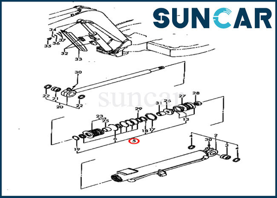 Komatsu PC30FR-1 PC30FR-2 সিল কিটগুলির জন্য YM172142-99340 বুম সিলিং কিট হাইড্রোলিক সিলিন্ডার