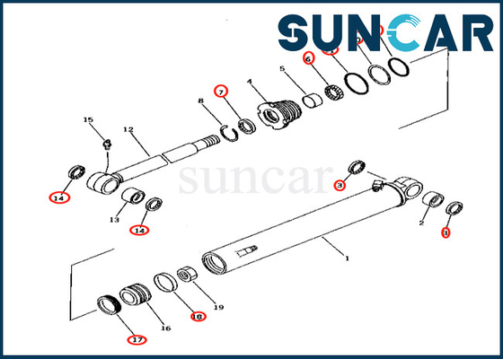 Komatsu 707-98-25520 বুম সুইং সিলিন্ডার সার্ভিস কিট 7079825520 ফিট PC38UU-2 PC38UUM-2 PC40-7