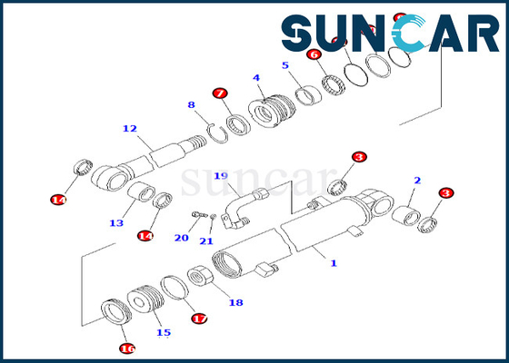 707-98-25110 7079825110 আর্ম সিলিন্ডার সিলিং কিট Komatsu ফিট PC38UU-3 আর্ম সিলিন্ডার সার্ভিস কিট