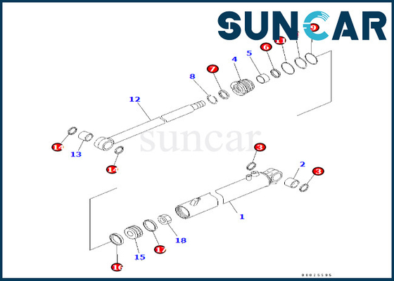 PC38UU-3 PC45MR-1 PC45MRX-1 এর জন্য 707-98-23860 7079823860 তেল এবং পরিধান প্রতিরোধী স্লাইড সিলিন্ডার সিল কিট কোমাটসু