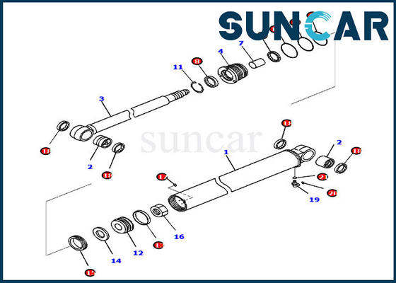 707-98-23970 আর্ম সার্ভিস কিট PC35MR-3 PC35MR-5 Komatsu এক্সক্যাভেটর সিলিন্ডার সিল কিট