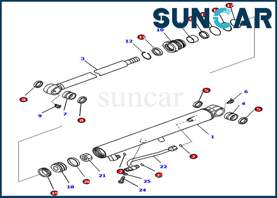 বালতি সিলিন্ডার সার্ভিস কিট 707-98-14350 7079814350 Komatsu PC35MR-3 PC30MR-3 মডেলের যন্ত্রাংশের জন্য