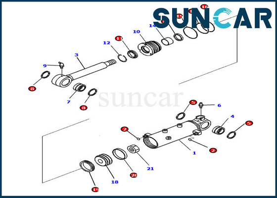 707-98-22930 ব্লেড সিলিন্ডার সিল কিট সার্ভিস কিট পার্টস ফিট করে Komatsu PC30MR-3 PC30MR-5 PC27MR-3